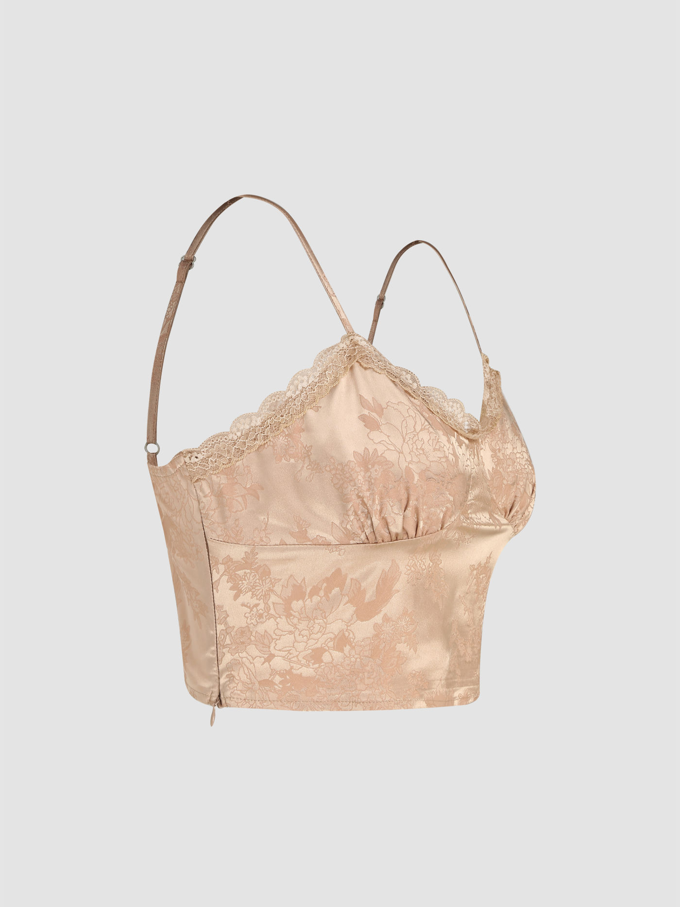 Satin Floral Lace Trim Tank Top