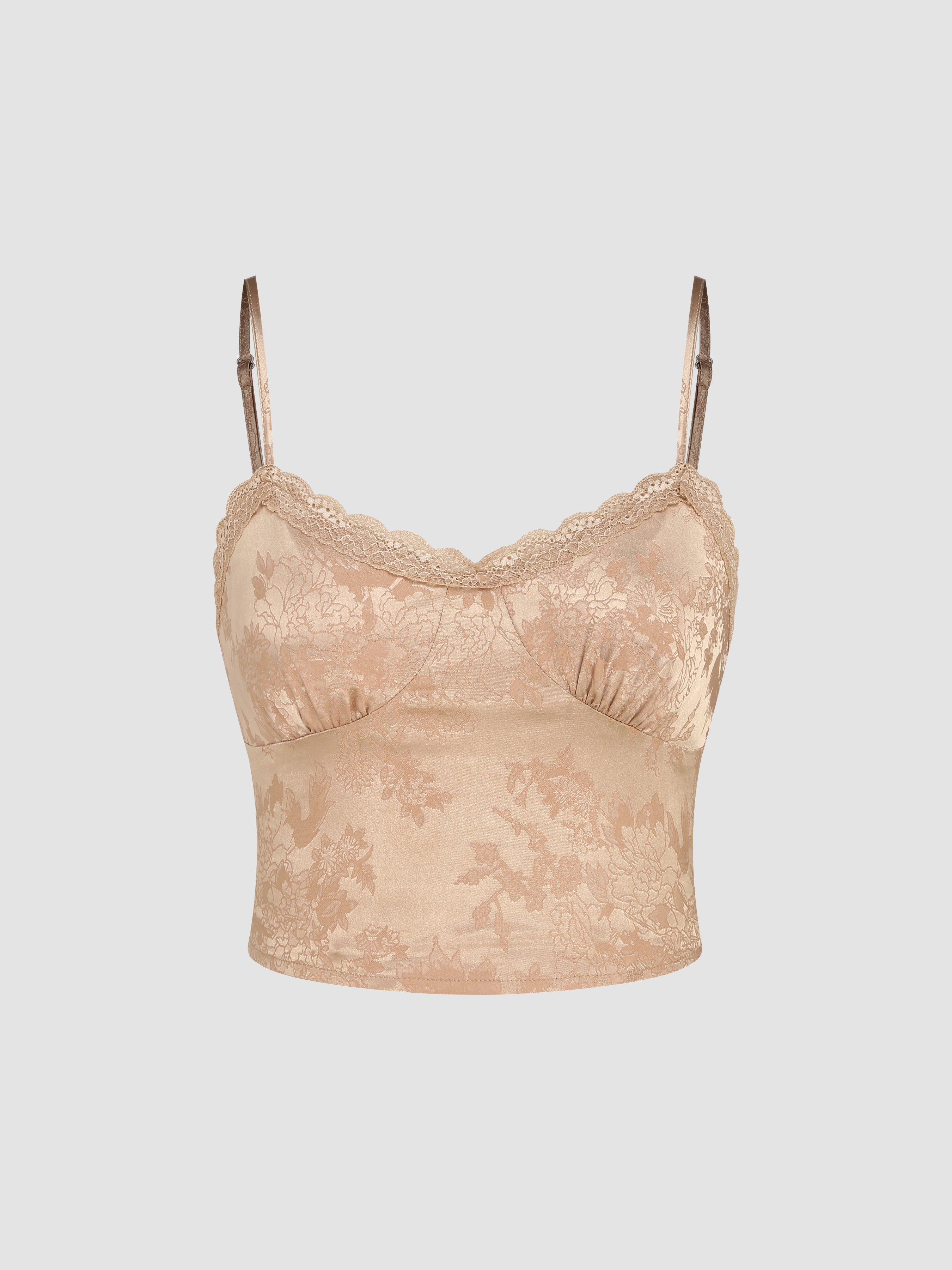 Satin High Neck Tank Top - Ochre main image 0