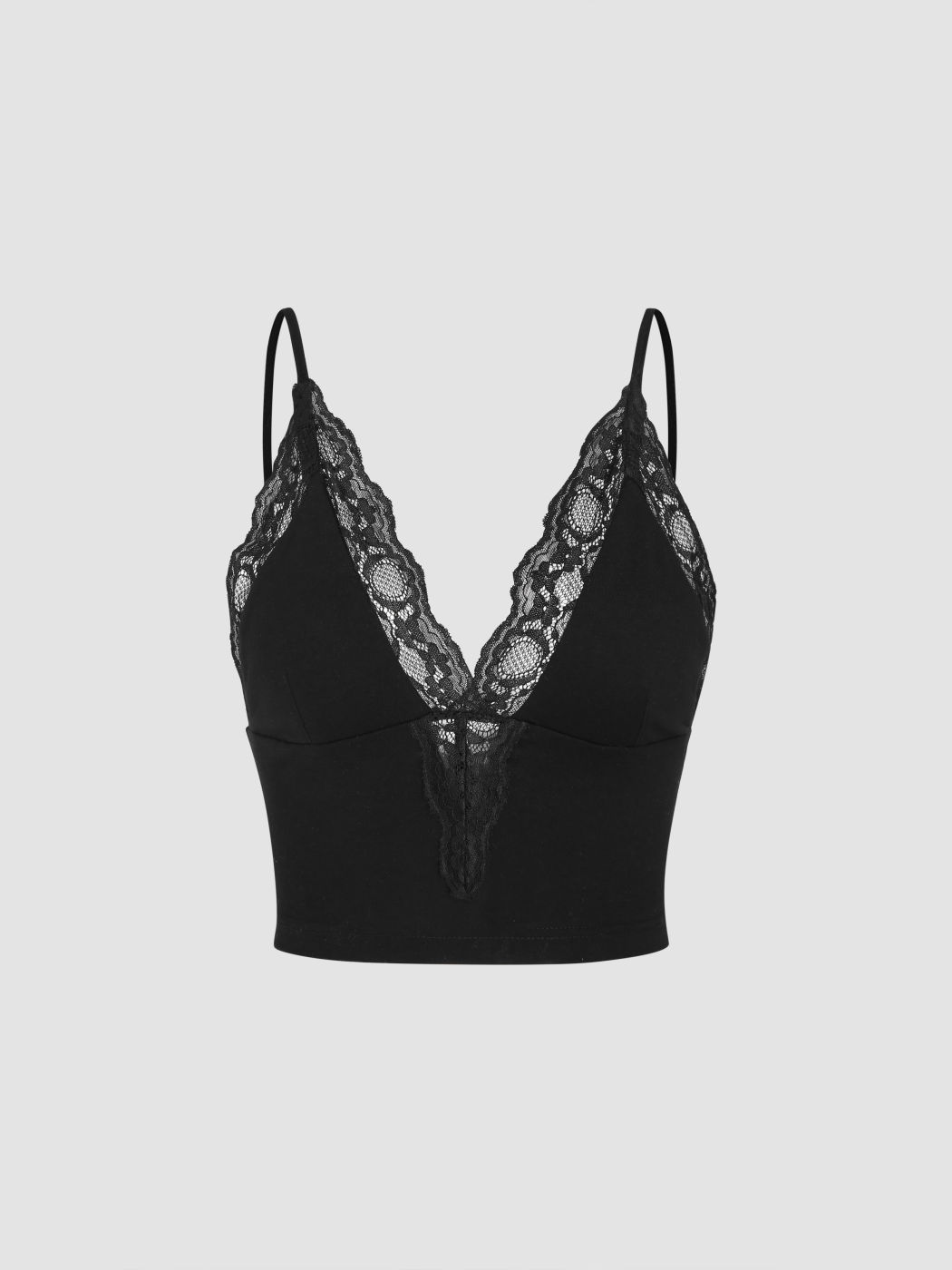Cami Crop Top aus Satin mit Spitze und V-Ausschnitt