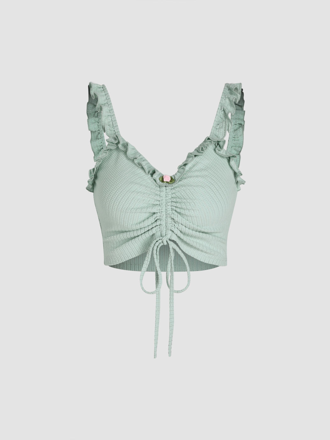 Blumengeknotetes, gerüschtes Tank-Crop-Top