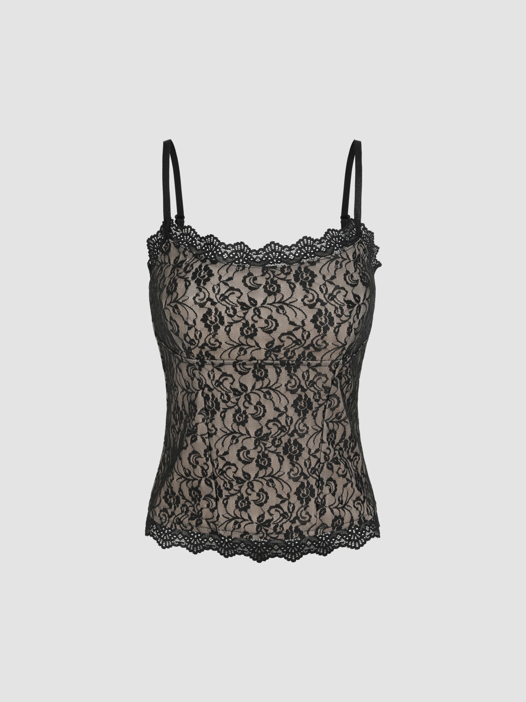 Crop Top mit Blumenmuster und eckigem Ausschnitt aus Spitze