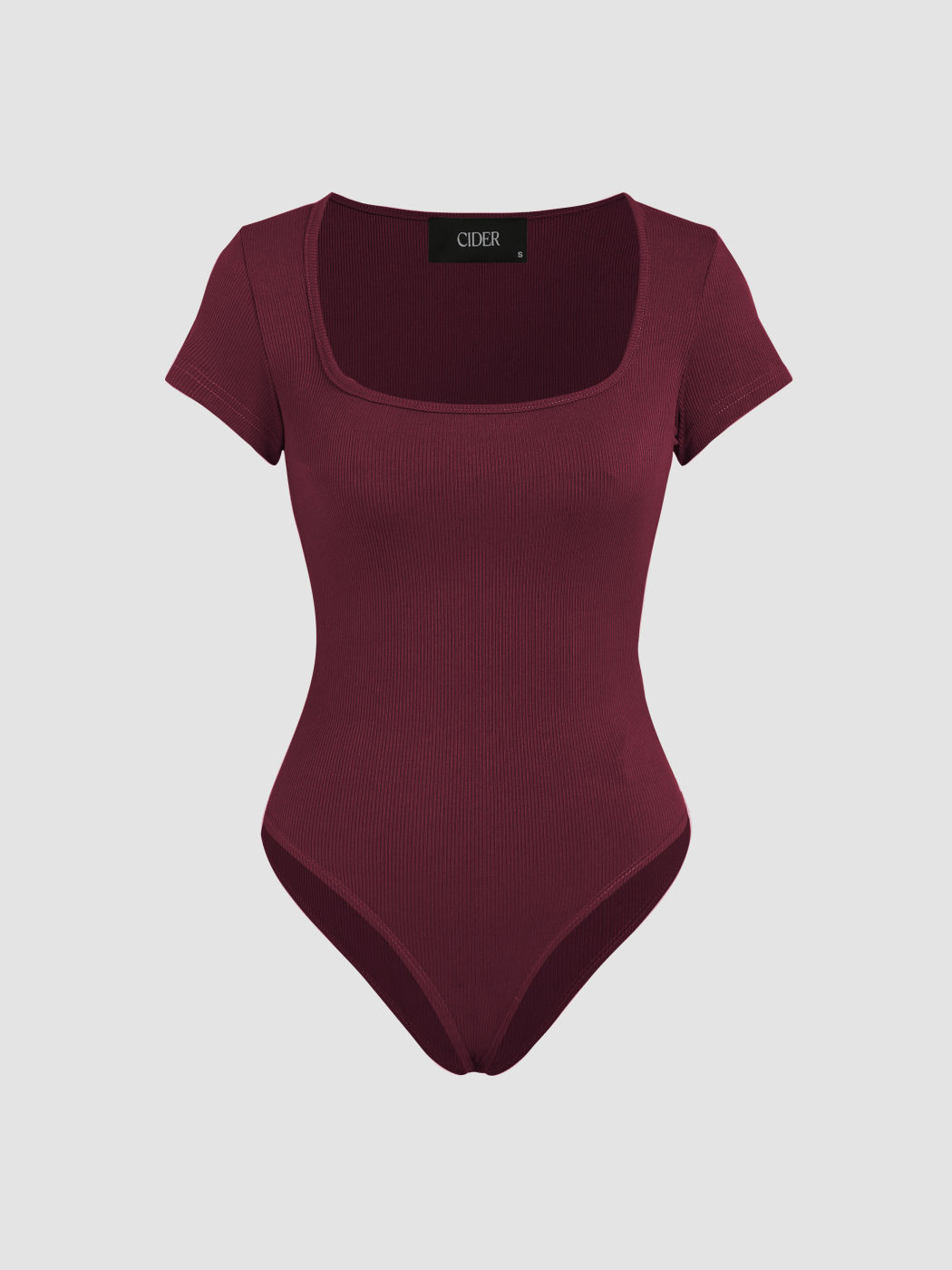 Einfarbiges Kurzarm-Bodysuit mit quadratischem Halsausschnitt