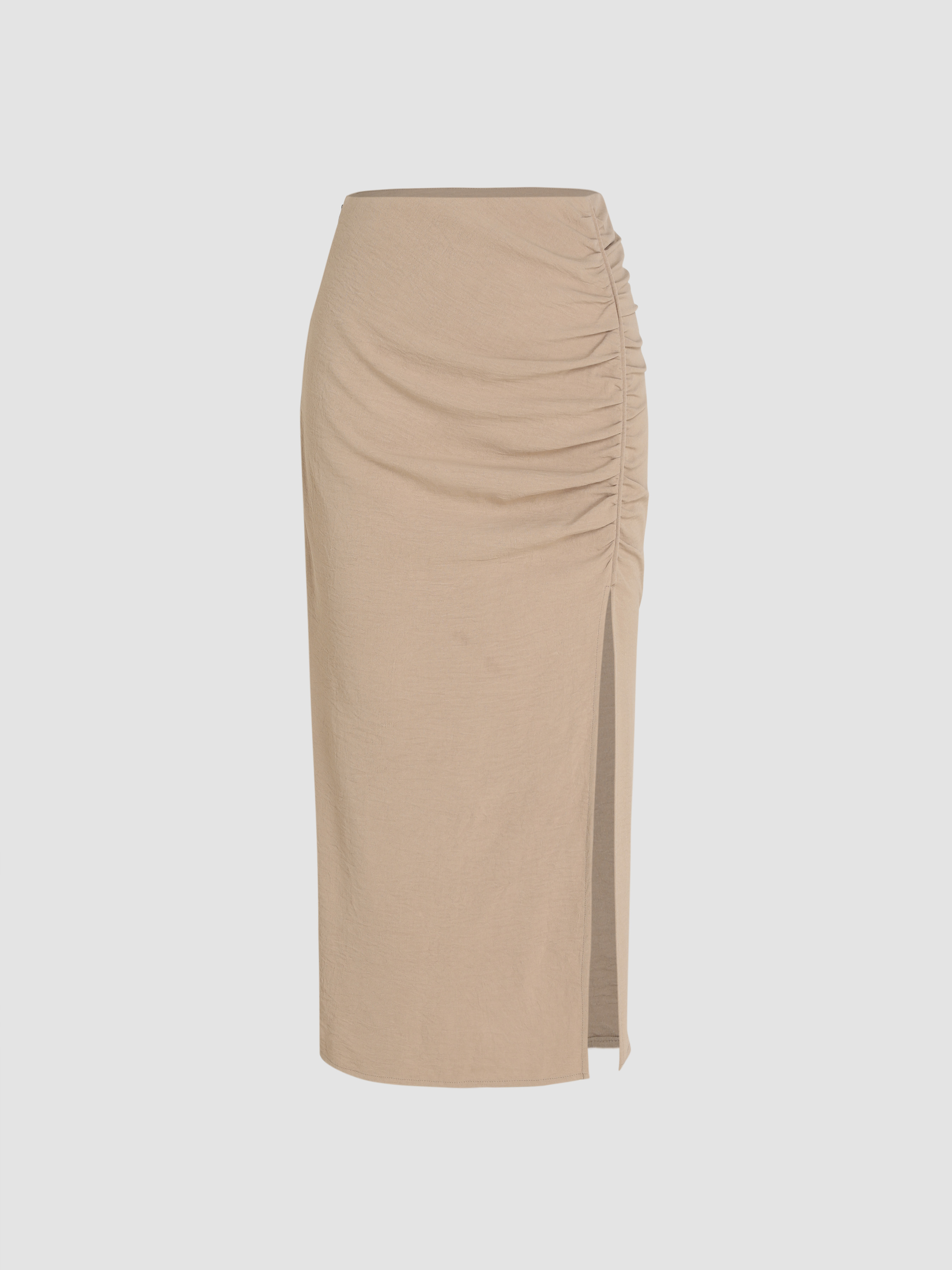 Ruched Split Midi Skirt Cider 0477