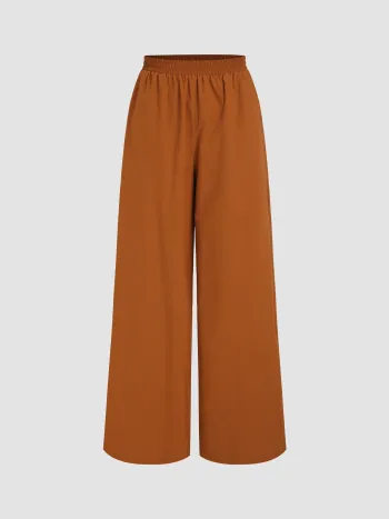 Solid, elastische Hose mit weitem Bein