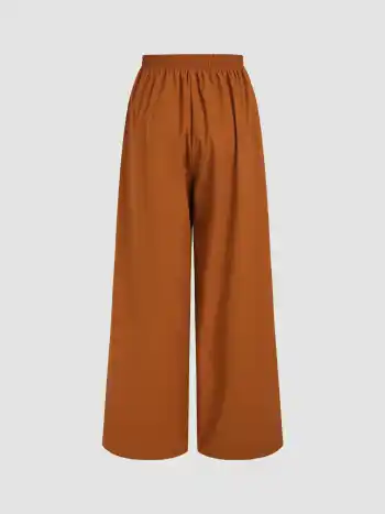 Solid, elastische Hose mit weitem Bein