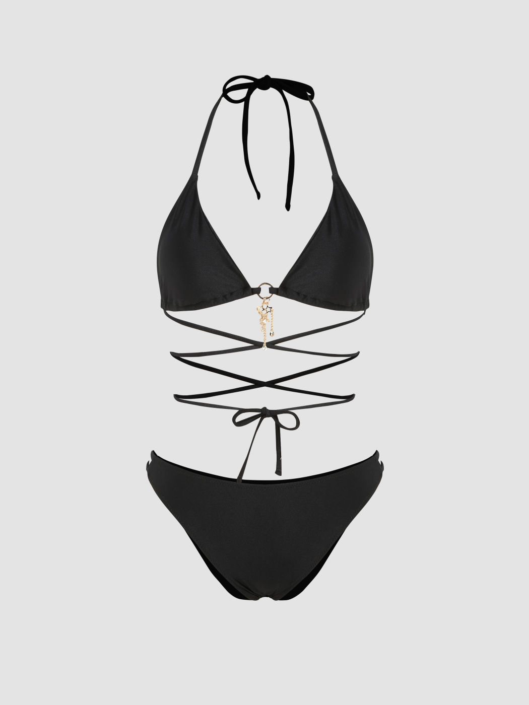 Neckholder-Bikini-Badeanzug mit Kettendetail