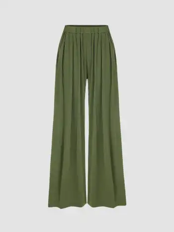 French Riviera Vacation Elastic Waist Wide Leg Trousers