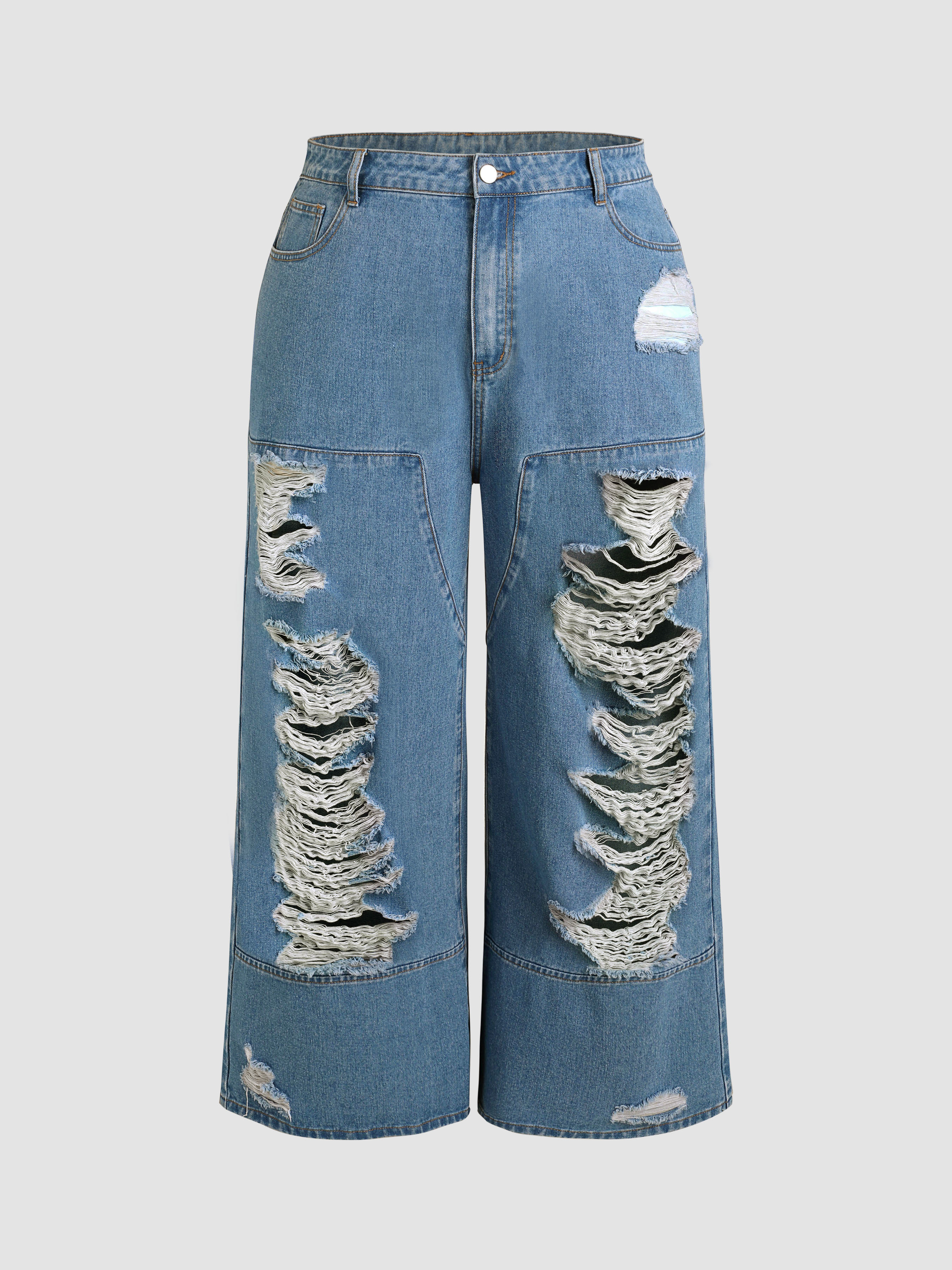 So What Ultra-Distressed Wide Leg Jeans Curve & Plus For School