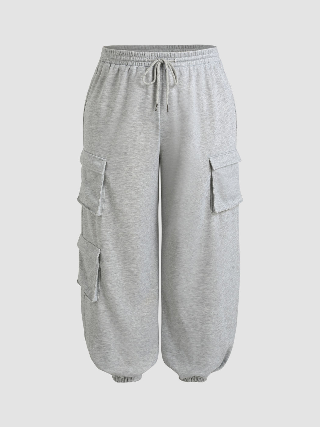 Solid Mid Waist Pocket Cargo Joggers Curve & Plus