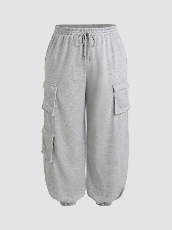 Solid Cargo-Jogginghose mit mittlerer Taille Kurve & Plus