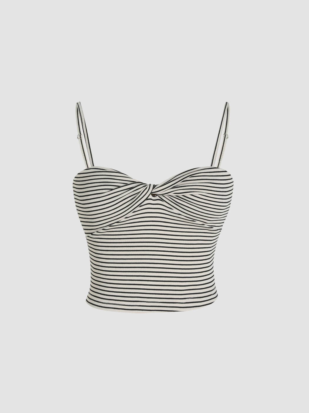 Rib Striped Twist Crop Top For Daily Casual