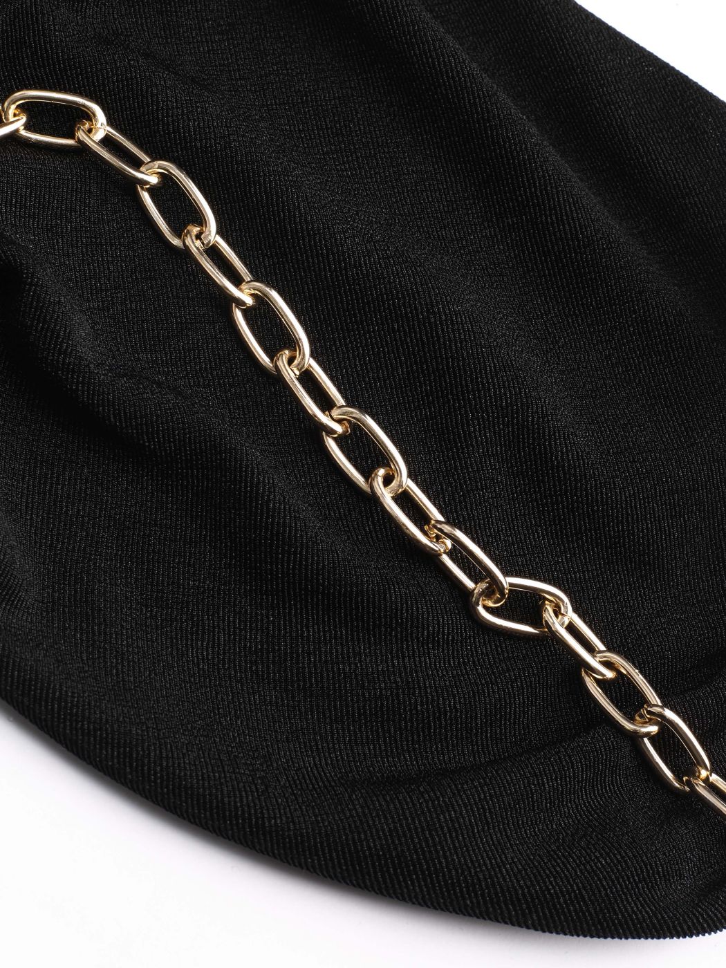 Solid Metal Chain Backless Ruched Crop Top