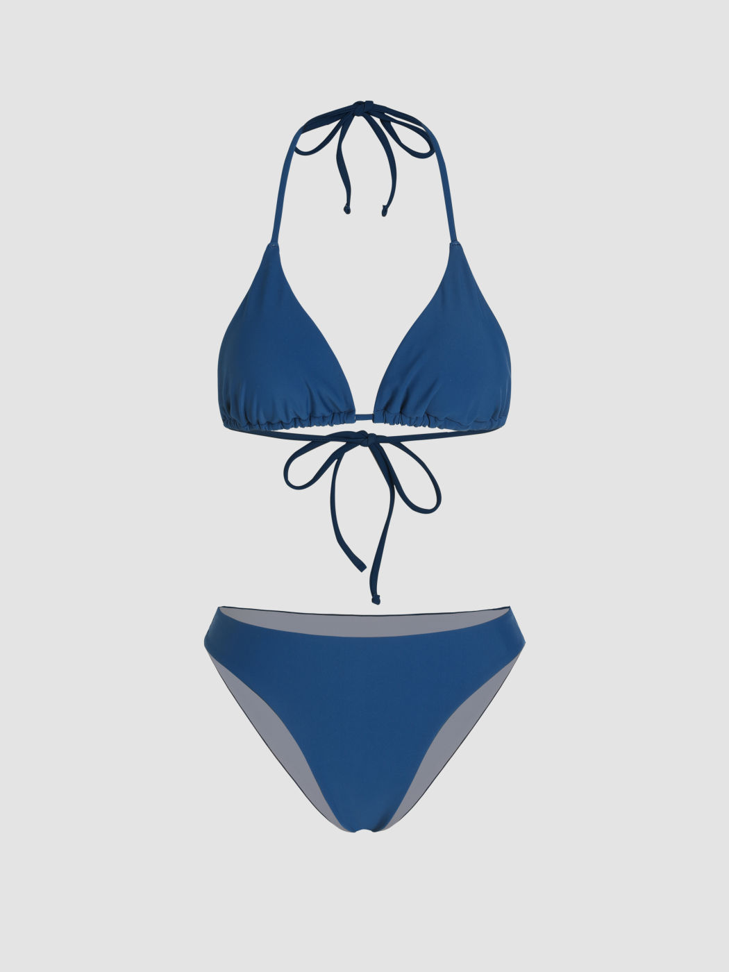 3er-Pack Unifarbener Neckholder-Bikini & Sarong