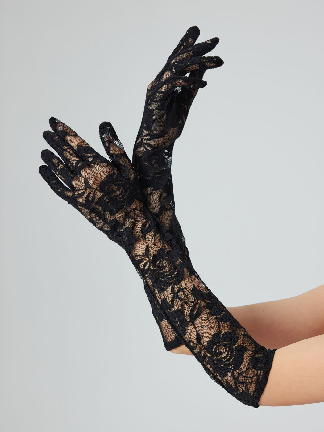 Lange Handschuhe mit floraler Spitze