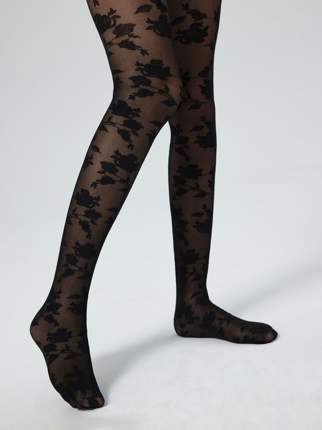 Strumpfhose mit floraler Spitze