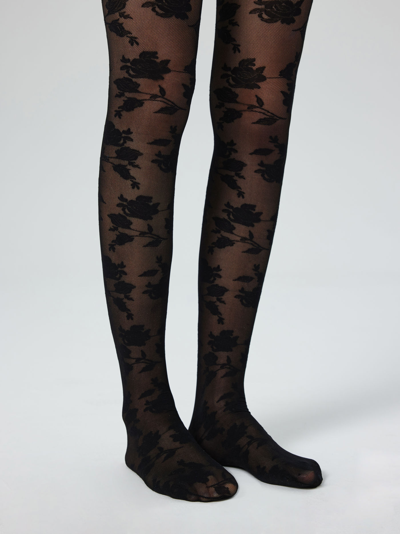 Strumpfhose mit floraler Spitze