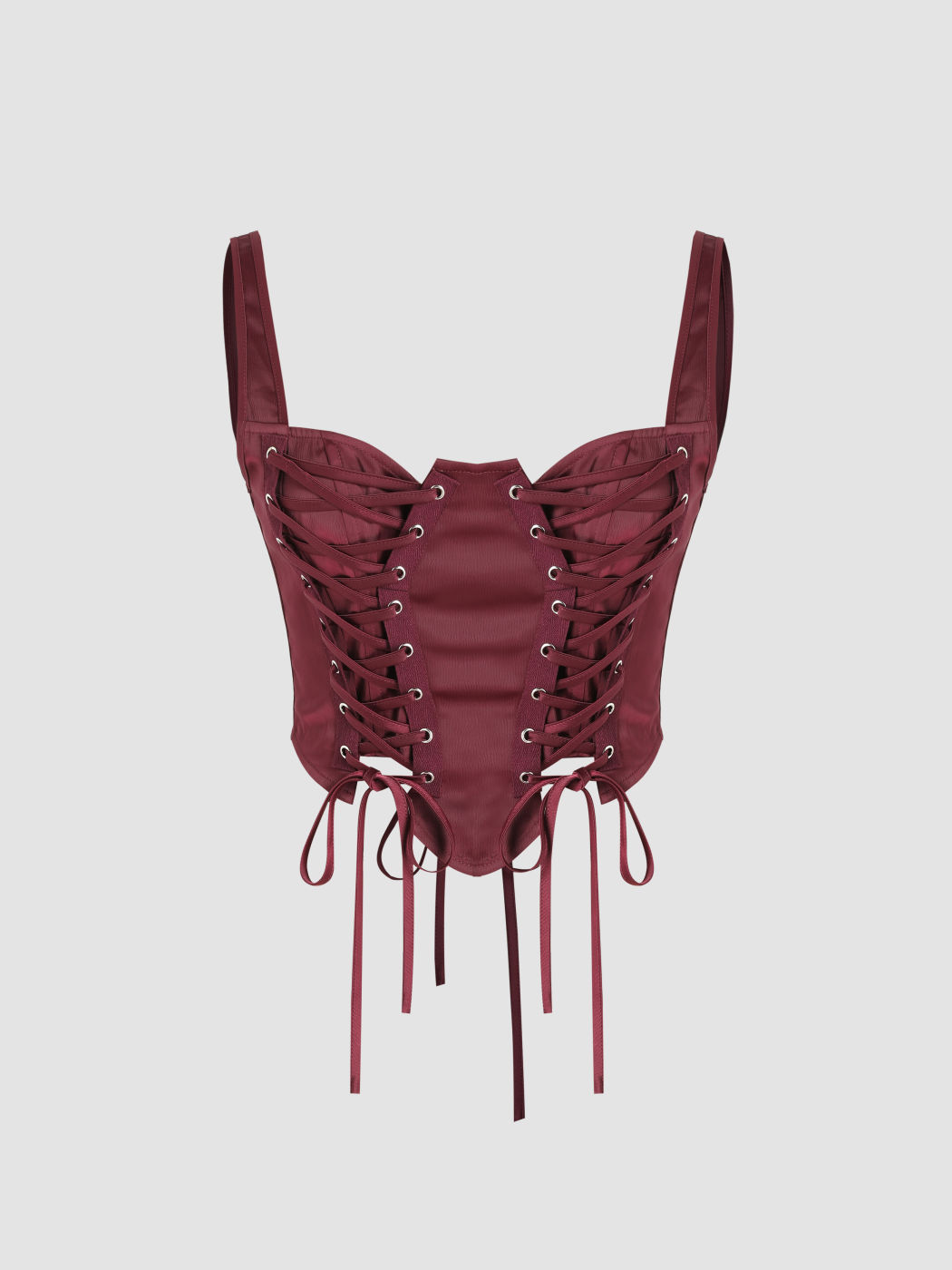 Satin Solid Satin Lace Up Corset Crop Cami Top For Music Festival/Live ...