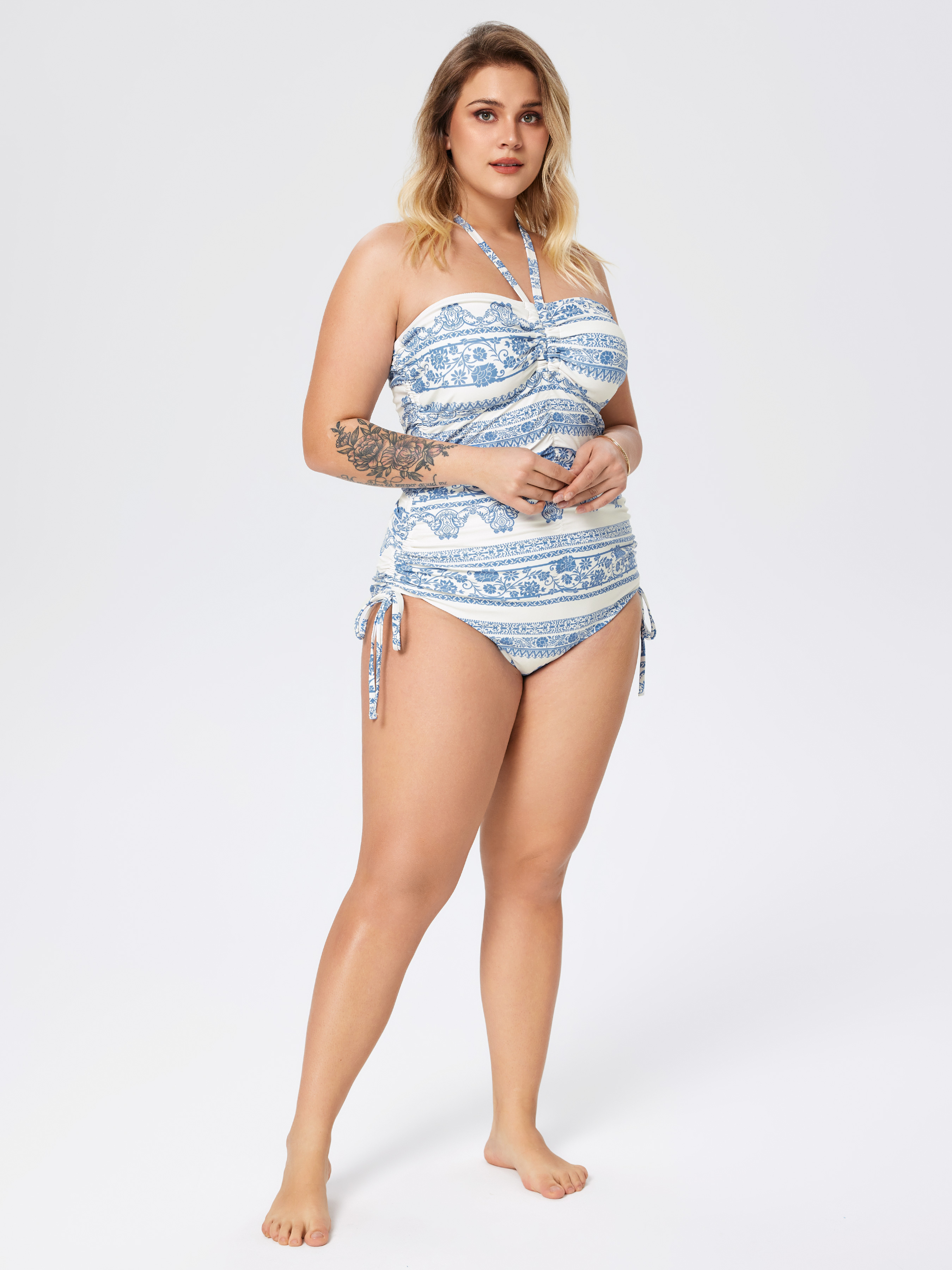 Maillot de bain une pi ce fleurs avec lien nouer au cou Curve