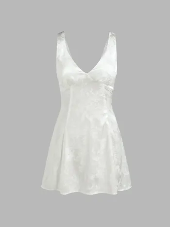 Satin Floral Print Tie Back Short Dress