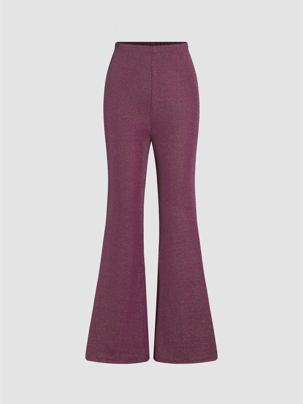  Einfarbige Glitzer Elastische Taille Ausgestellte Hosen