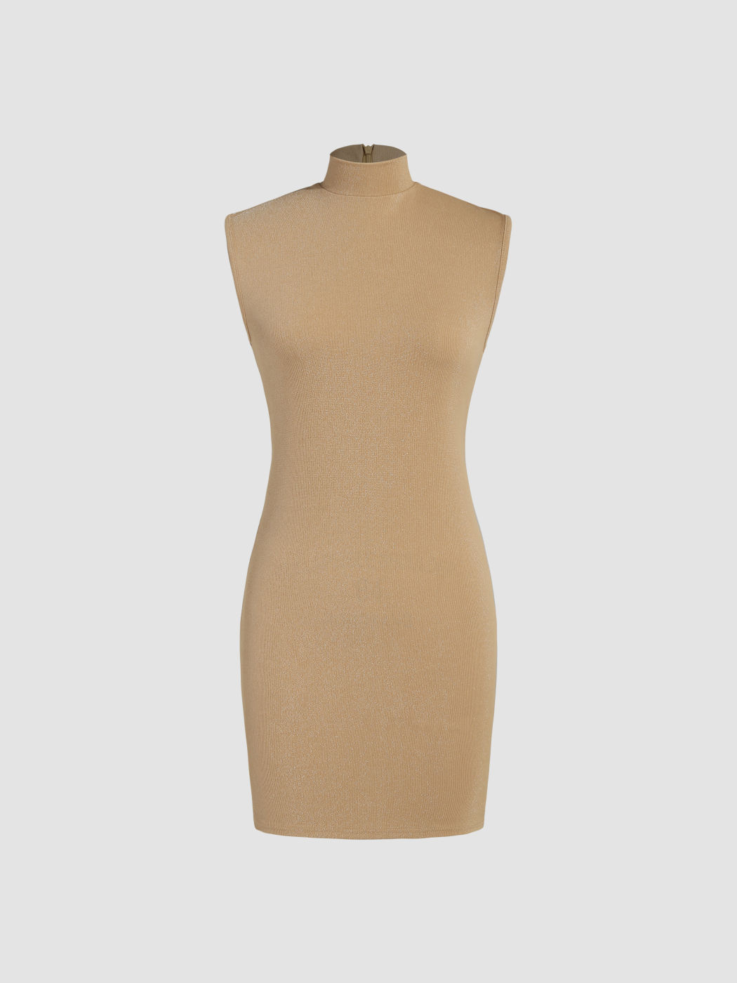 Einfarbiges Minikleid mit Stehkragen