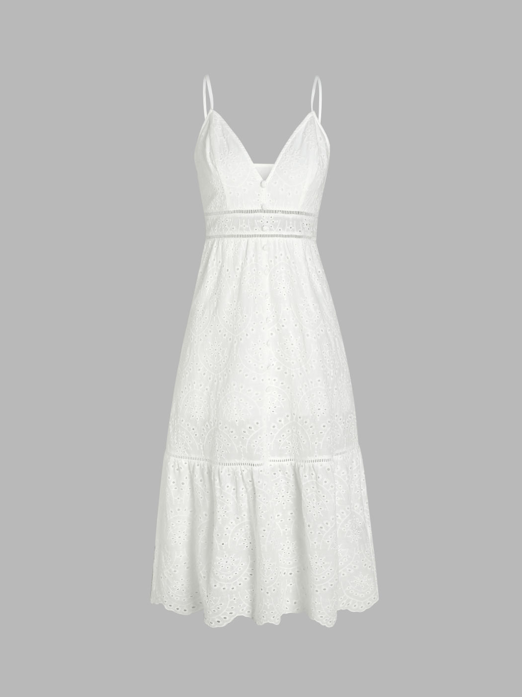 Solids Maxikleid mit Rüschen und V-Ausschnitt im Boho-Stil