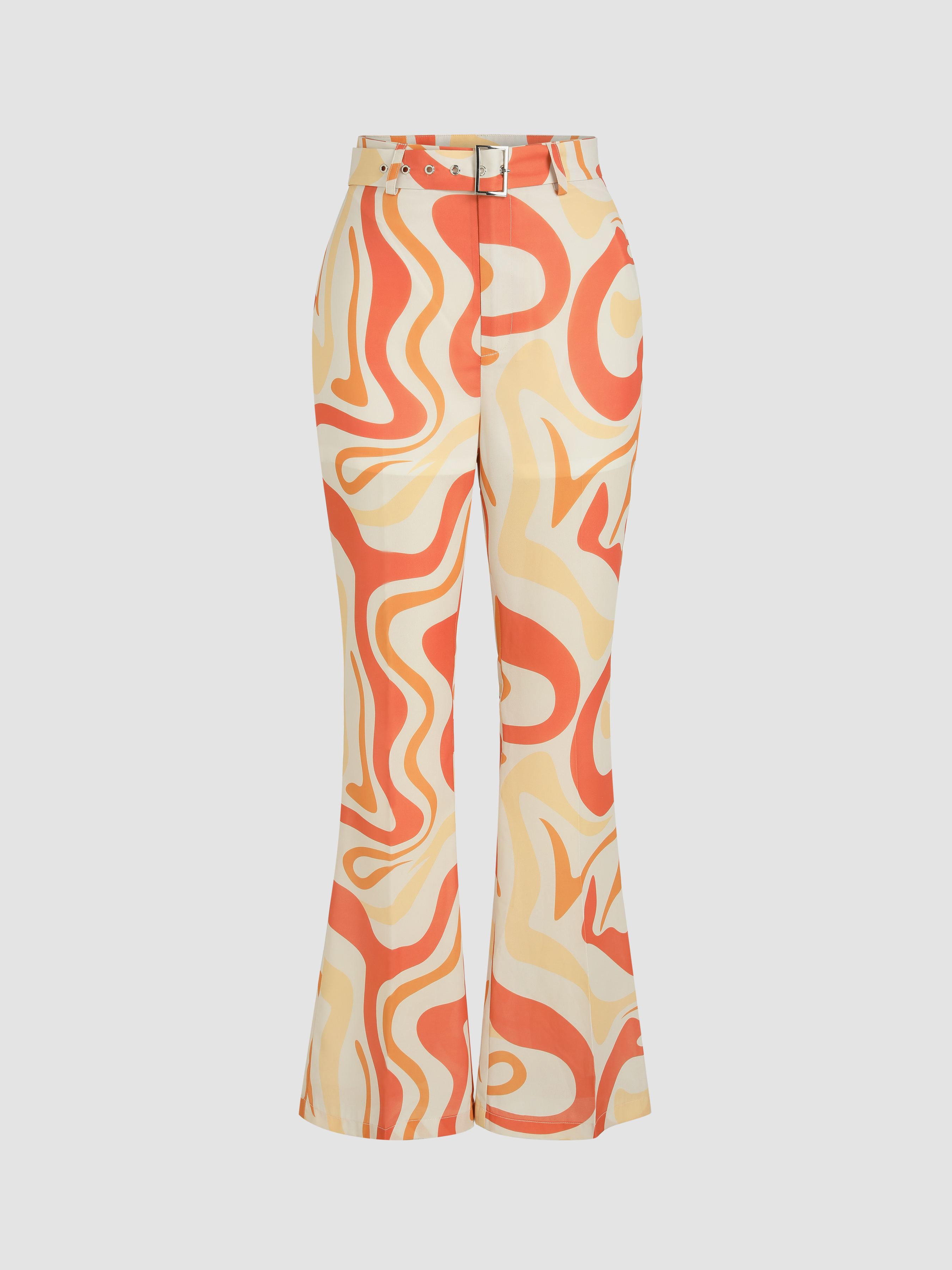 Psychedelic Ripples Flared Trousers - Cider