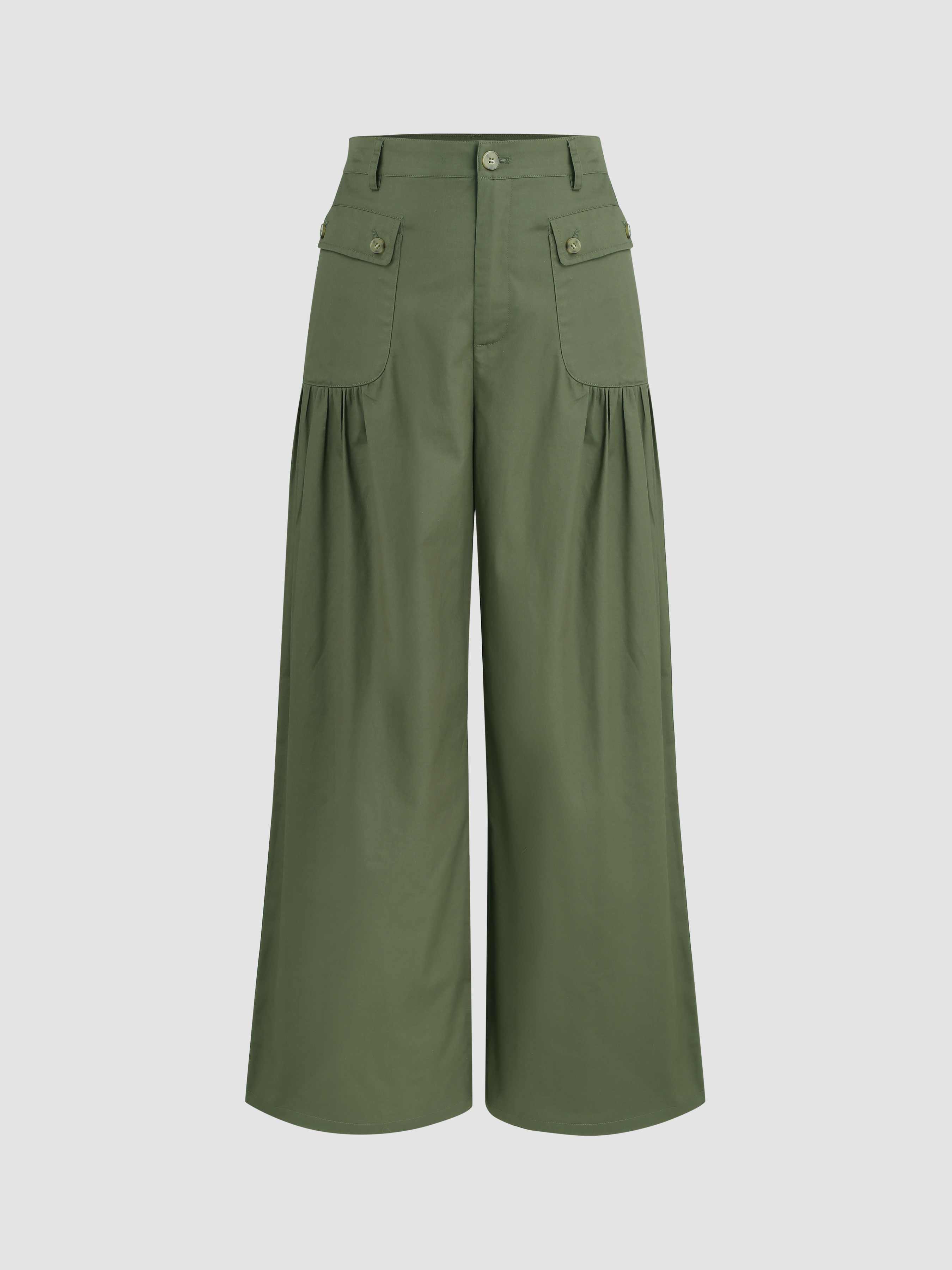 Women Cargo Solid Pocket Wide Leg Cargo Pants For School Daily Casual