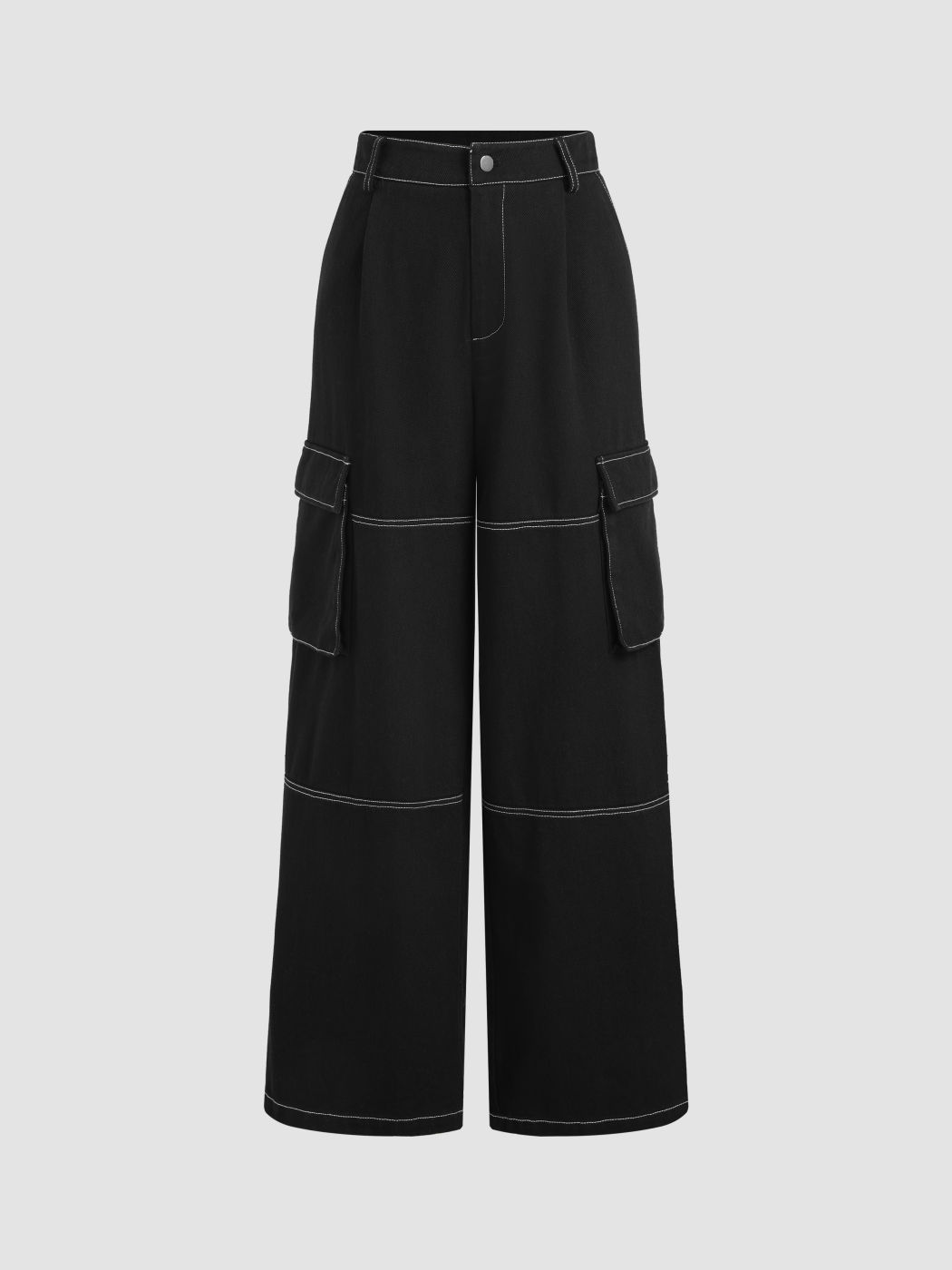  Pantalones Cargo Sólidos con Bolsillo de Puntada