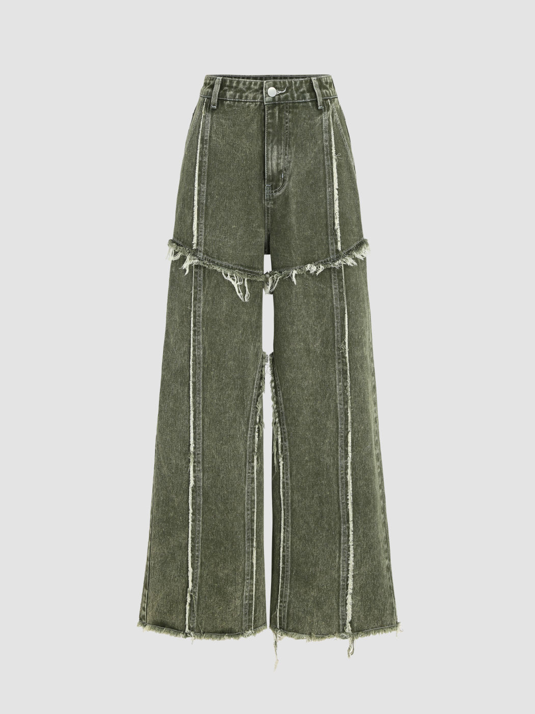 Solid Raw Hem Stitch Jeans