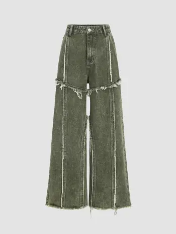 Jeans a tinta unita con orlo grezzo