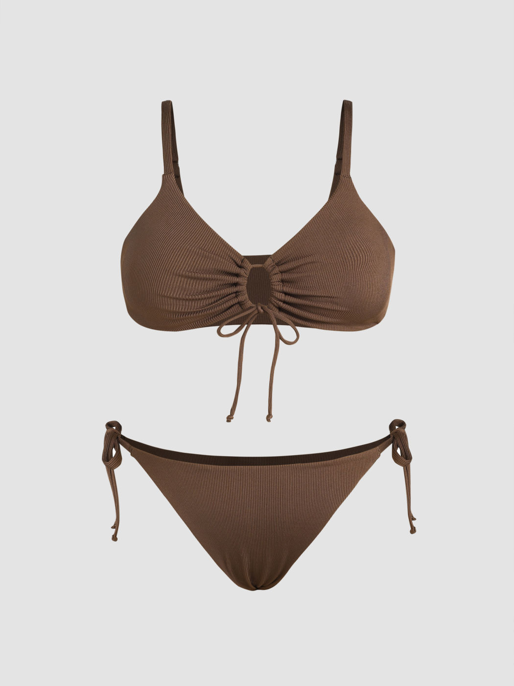 Plus Size Twist Front Tied Bikini Set