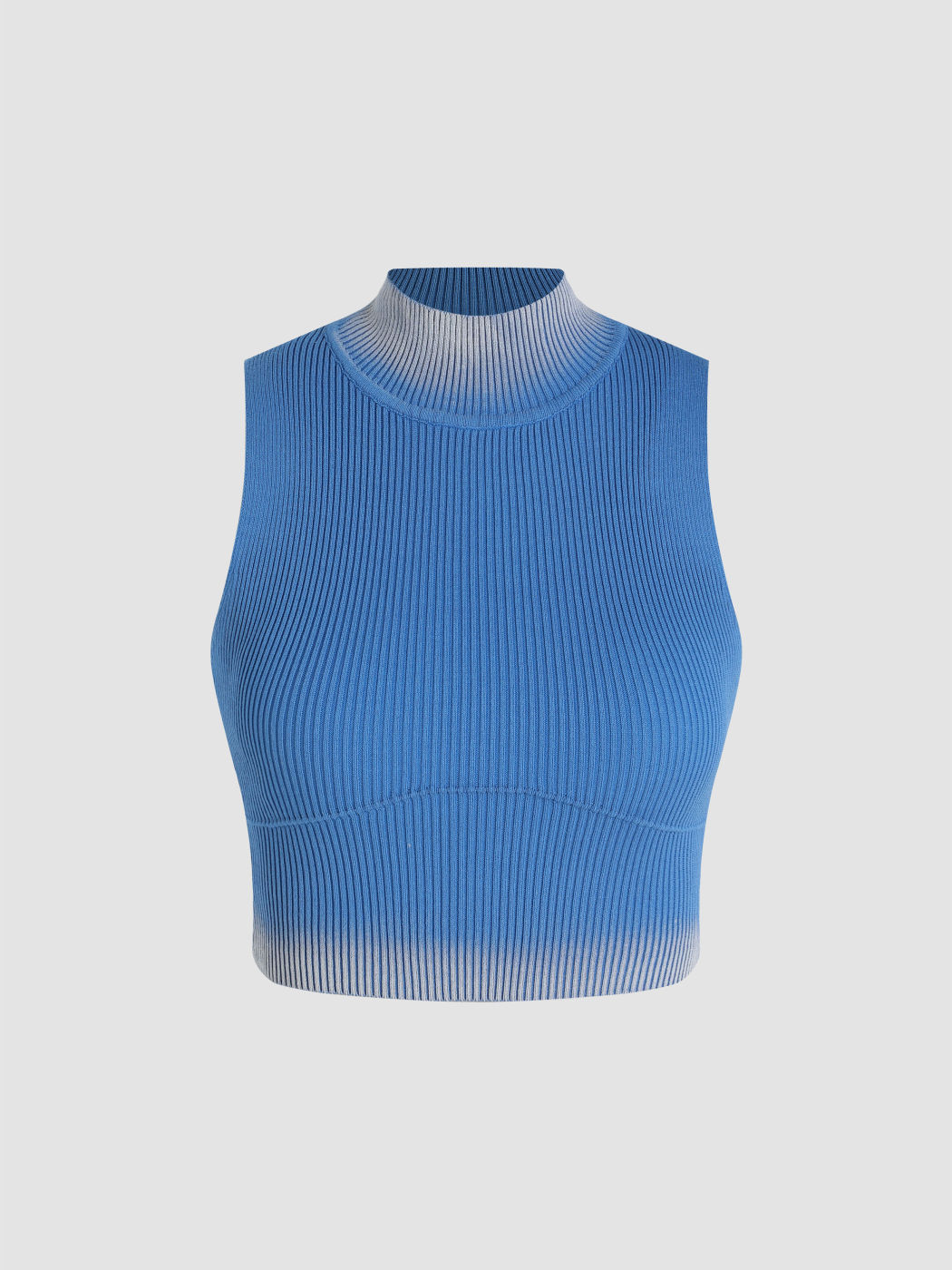Contrasting High Neck Knitted Crop Top