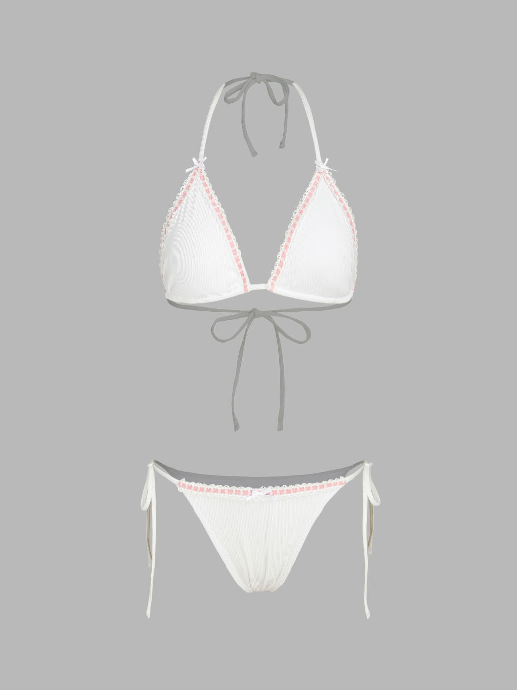 Neckholder-Bikini-Badeanzug mit Spitzenbesatz