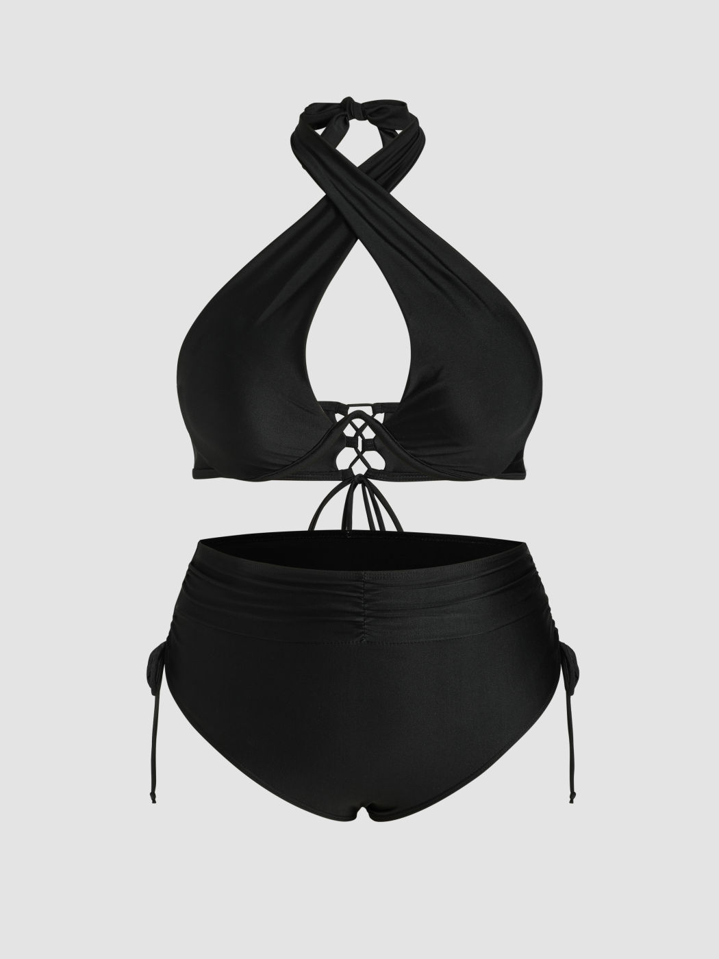Solid Criss Cross Halter Underwire Bikini Set Curve & Plus