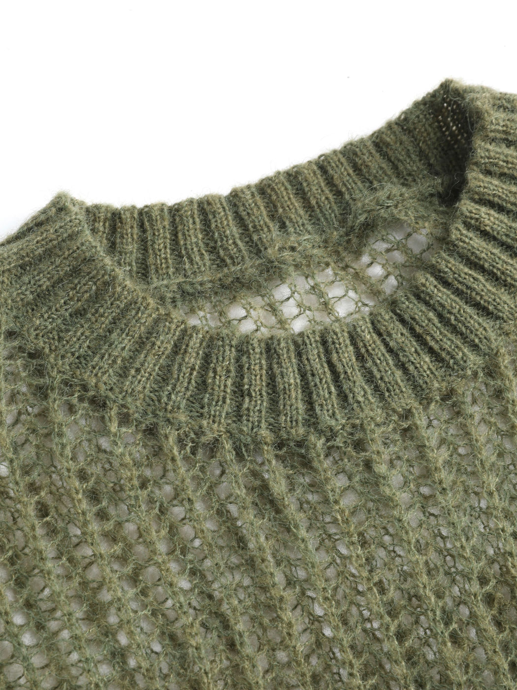  Einfarbiger Strick Crop Top mit Ausschnitt
