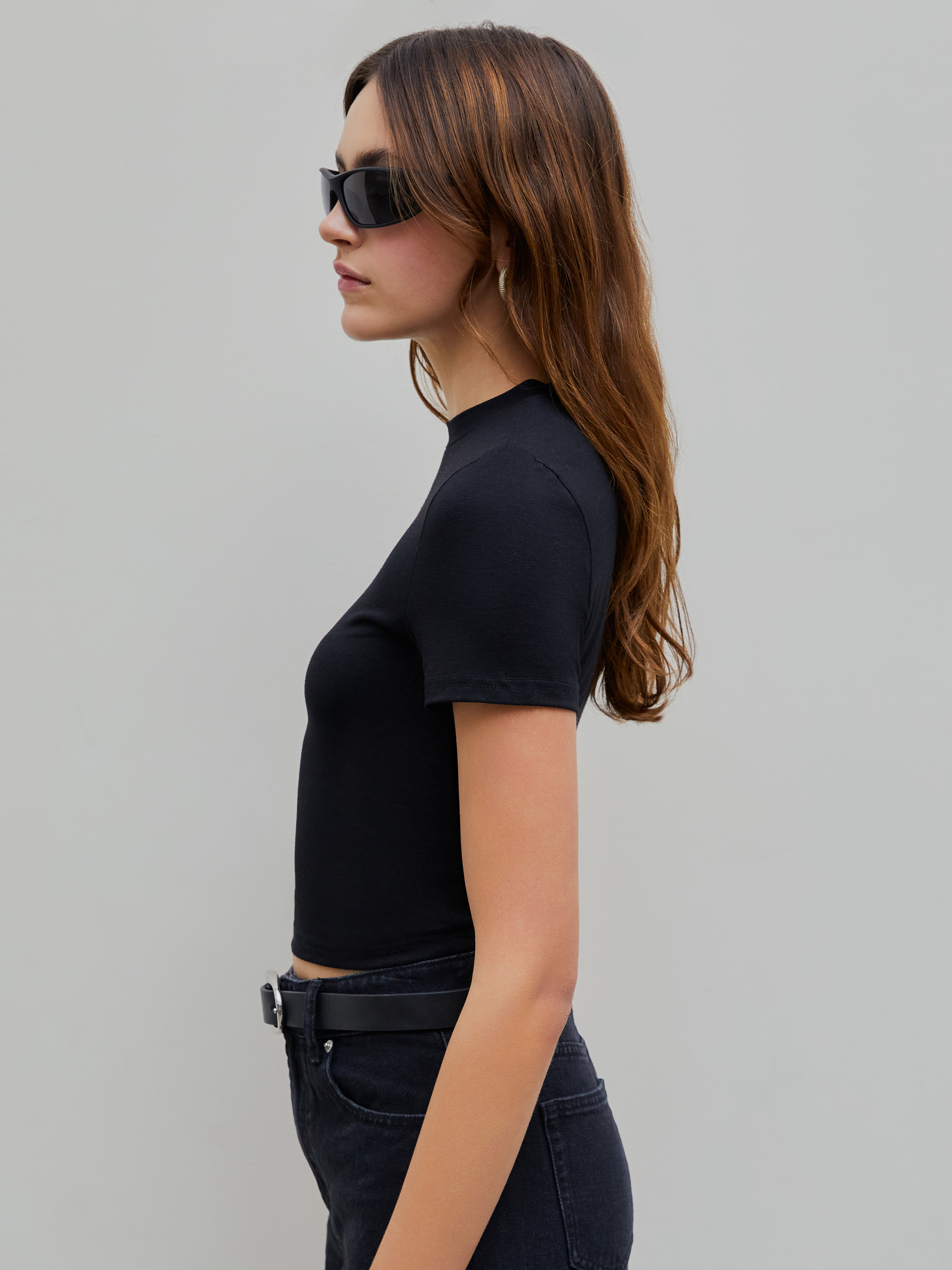 Solid Short Sleeve Crop Tee - Cider