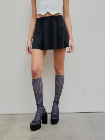 Solid High Waist Mini Skirt
