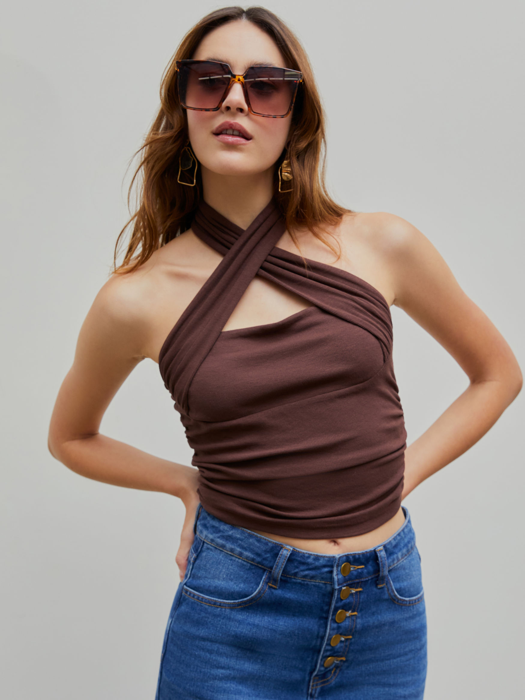 Solid Halter Crop Top
