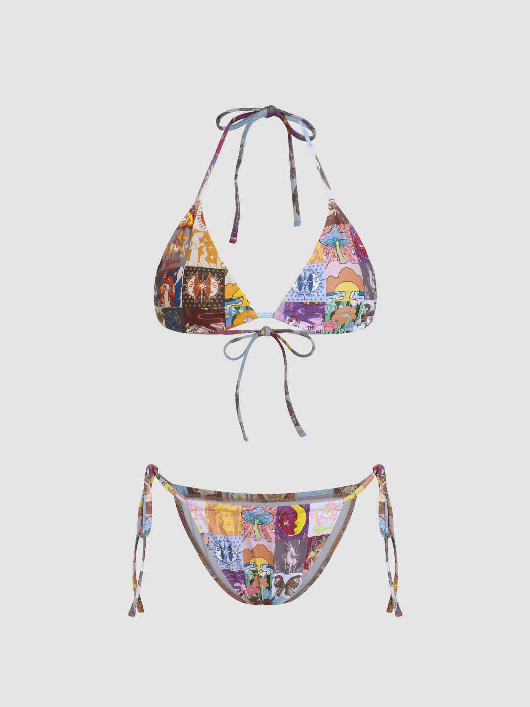 Neckholder-Bikini-Badeanzug mit fleckigem Muster