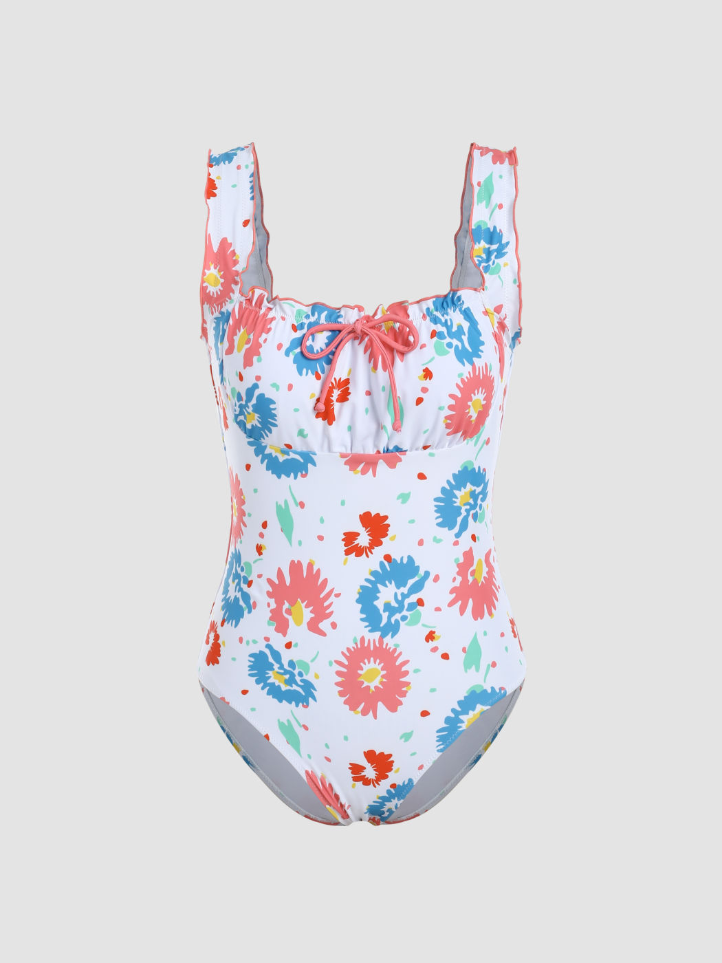 Color Floral Knotted One Piece Swimsuit