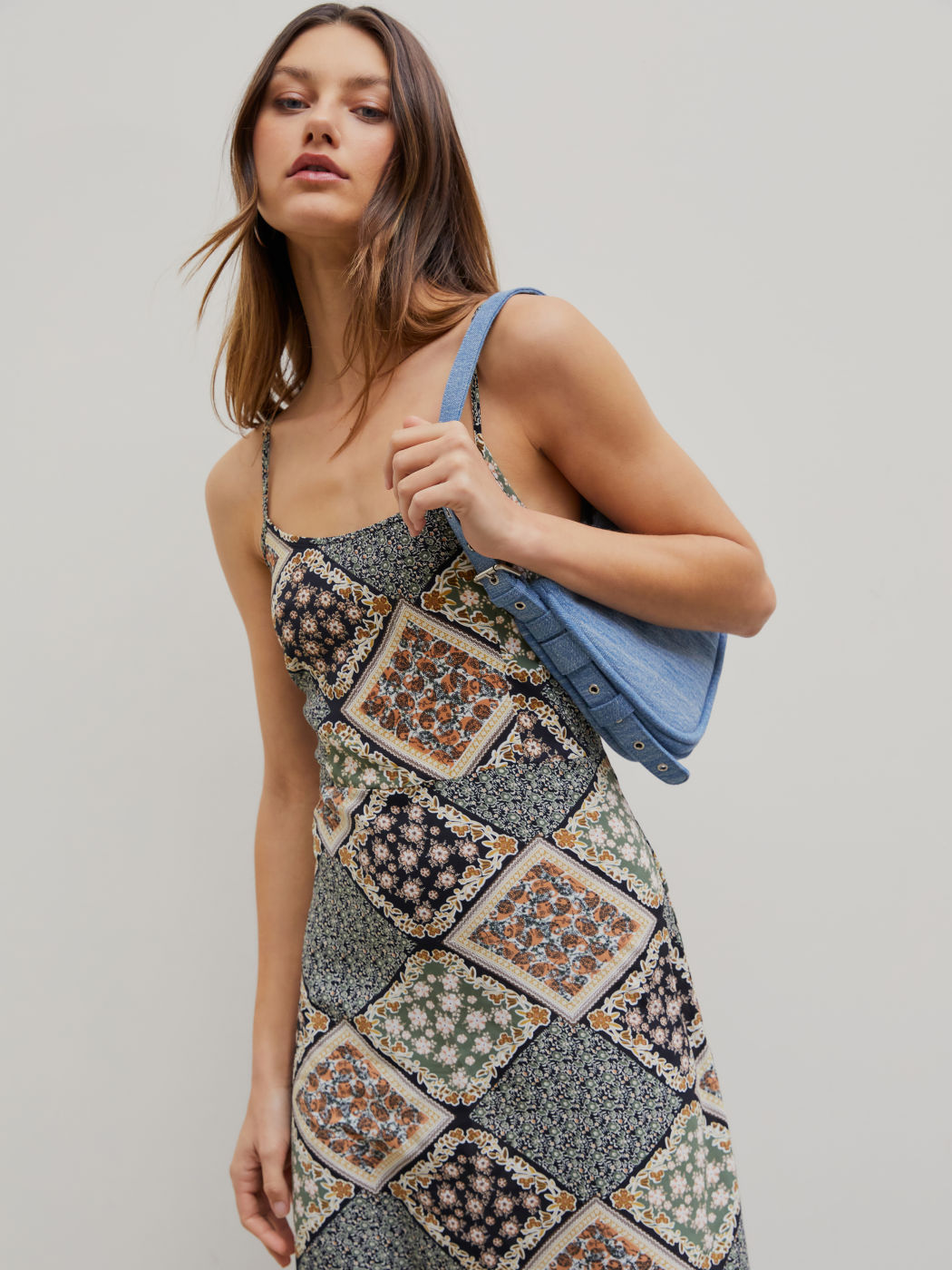  Blumenmuster Cami Midikleid