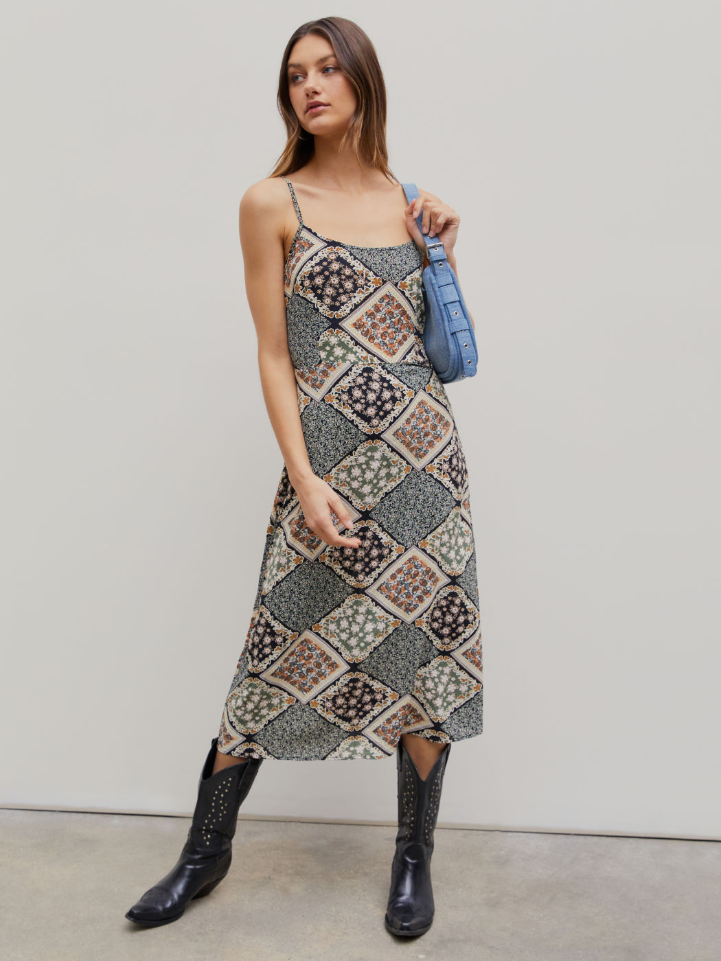  Blumenmuster Cami Midikleid