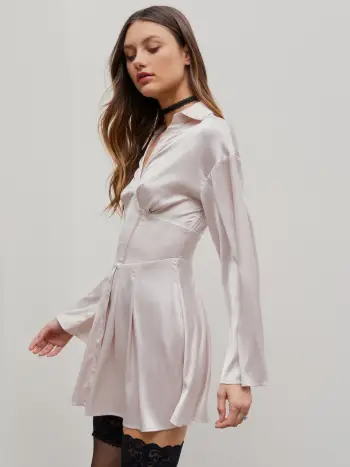  Satin Glockenärmel Korsettkleid