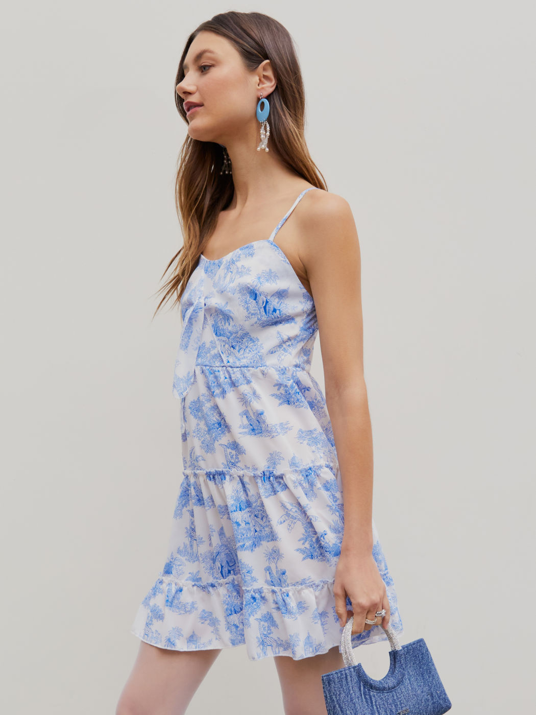 Toile de Jouy Schleifen Mini Kleid