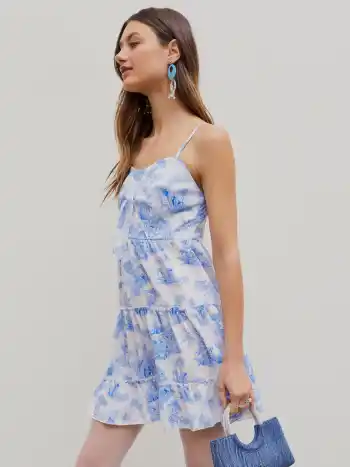 Toile de Jouy Schleifen Mini Kleid