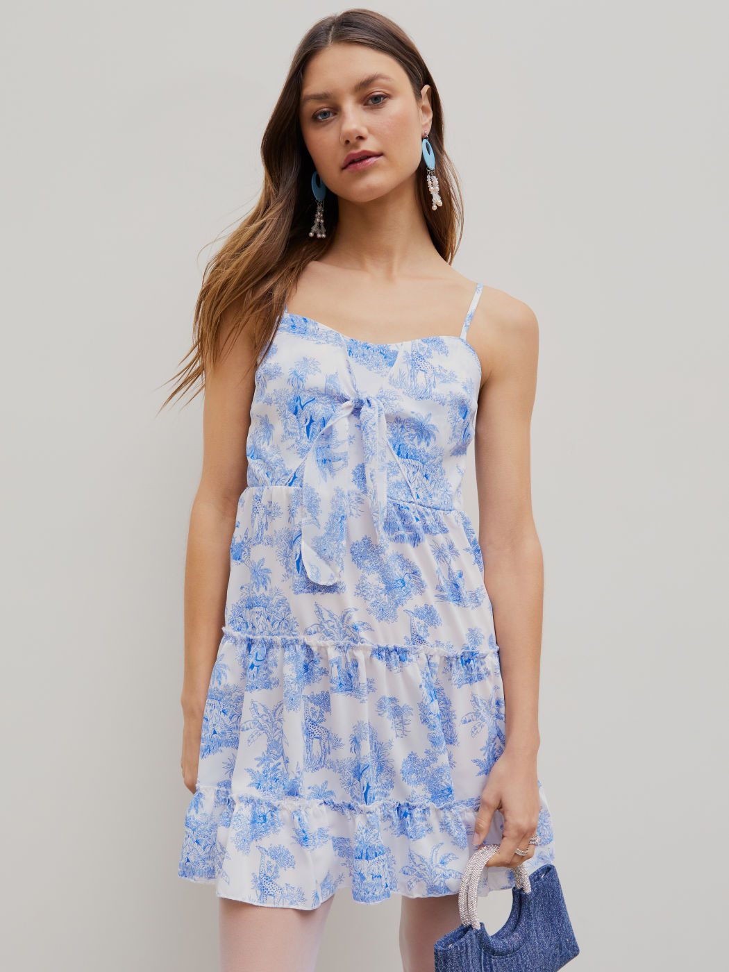 Toile de Jouy Schleifen Mini Kleid