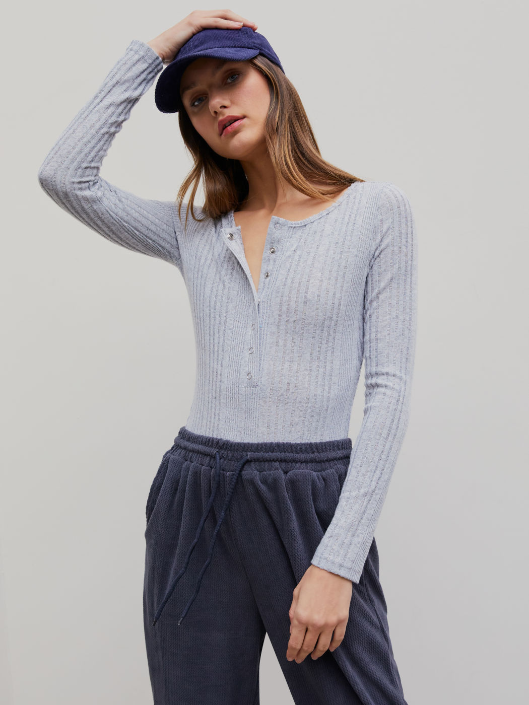 Rib Solid Buckle Up Bodysuit