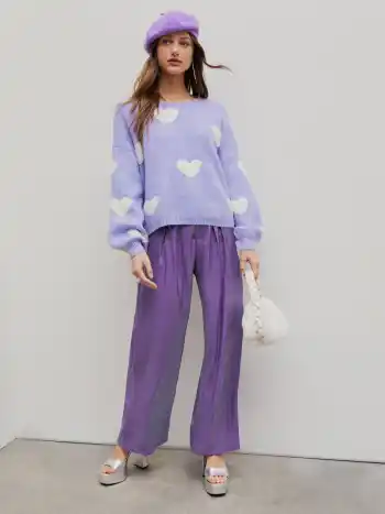 Hose mit weitem Bein und Metallic-Nähten
