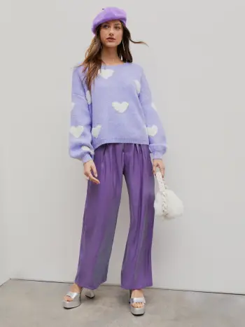 Pantaloni a gamba larga con cuciture metalliche